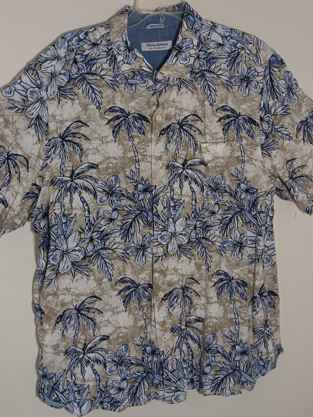 Tommy bahamas Veracruz can shirt men XXL hawaiian palm floral blue viscose